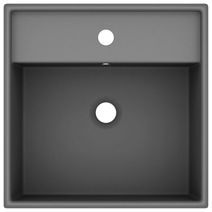 Lavabo con Troppopieno Quadrato Grigio Opaco 41x41 cm Ceramica