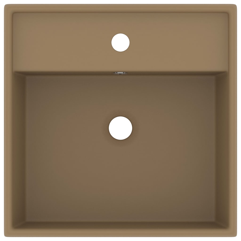 Lavabo Troppopieno Quadrato Crema Opaco 41x41cm Ceramica