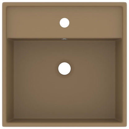 Lavabo Troppopieno Quadrato Crema Opaco 41x41cm Ceramica