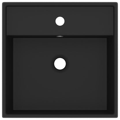 Lavabo Troppopieno Quadrato Nero Opaco 41x41cm Ceramica