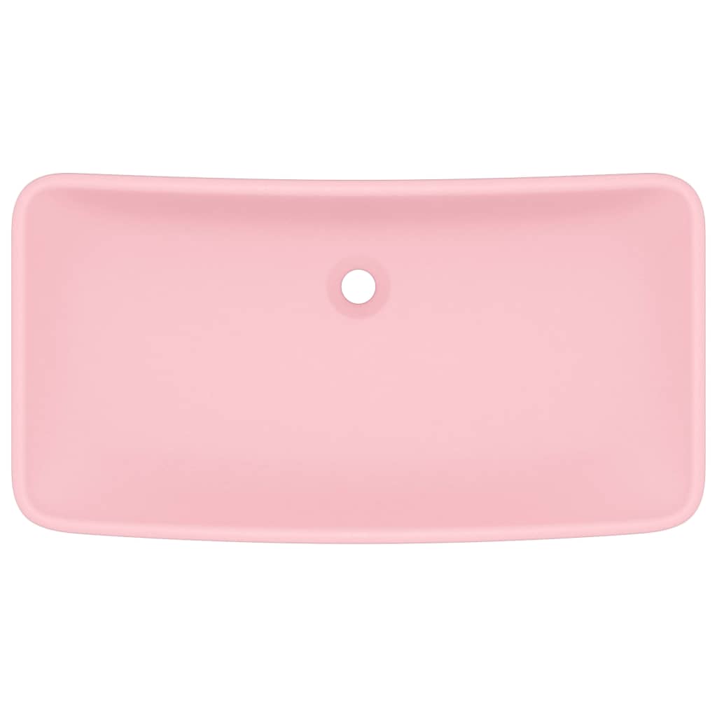 Lavandino Lusso Rettangolare Rosa Opaco 71x38 cm in Ceramica