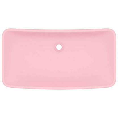 Lavandino Lusso Rettangolare Rosa Opaco 71x38 cm in Ceramica