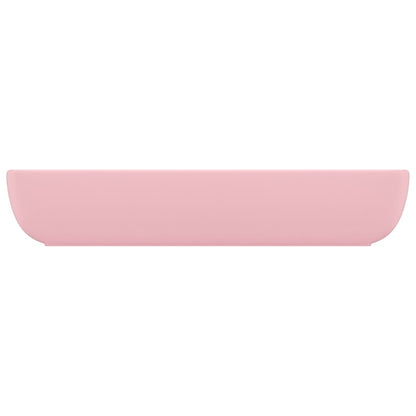 Lavandino Lusso Rettangolare Rosa Opaco 71x38 cm in Ceramica