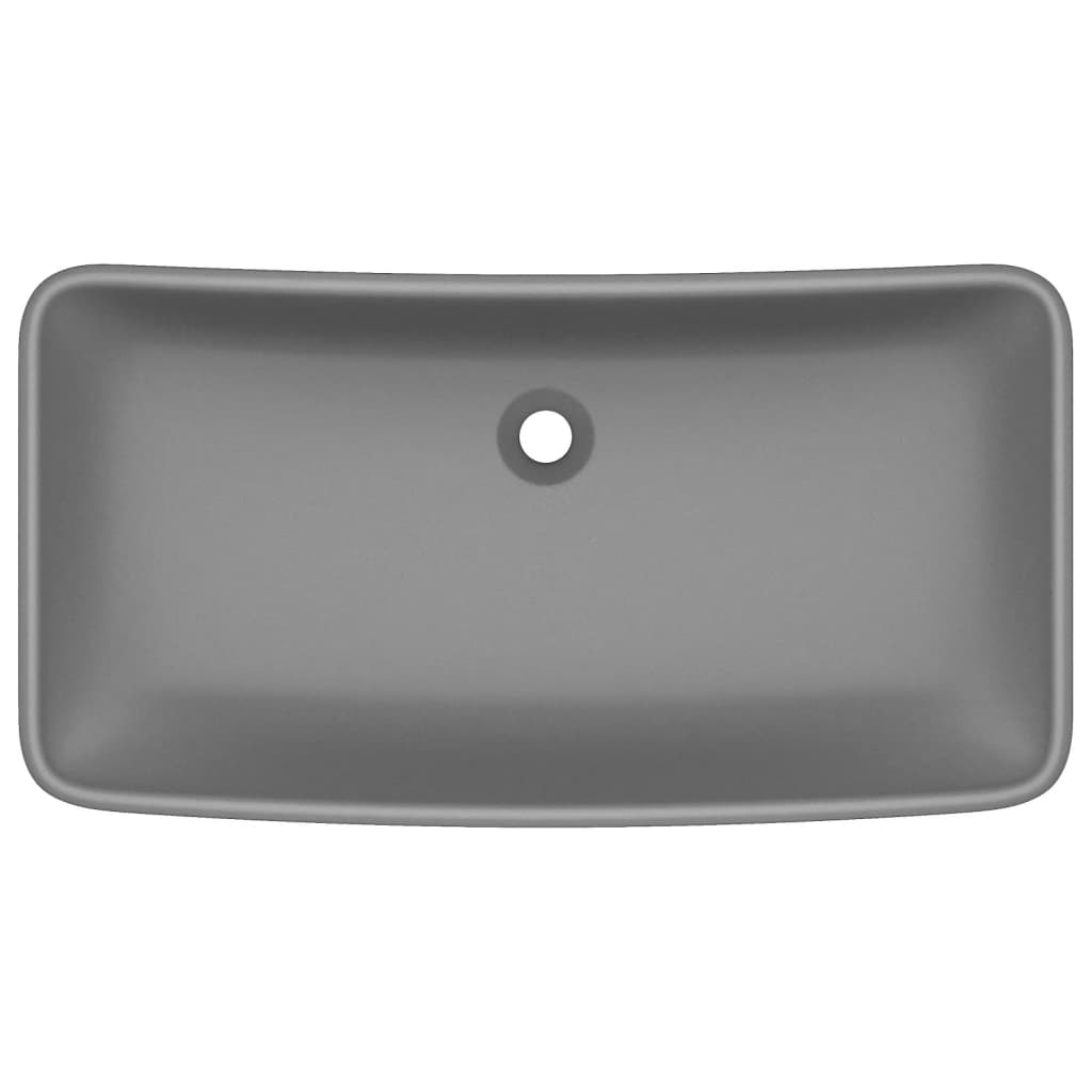 Lavabo Lusso Rettangolare Grigio Scuro Opaco 71x38 cm Ceramica