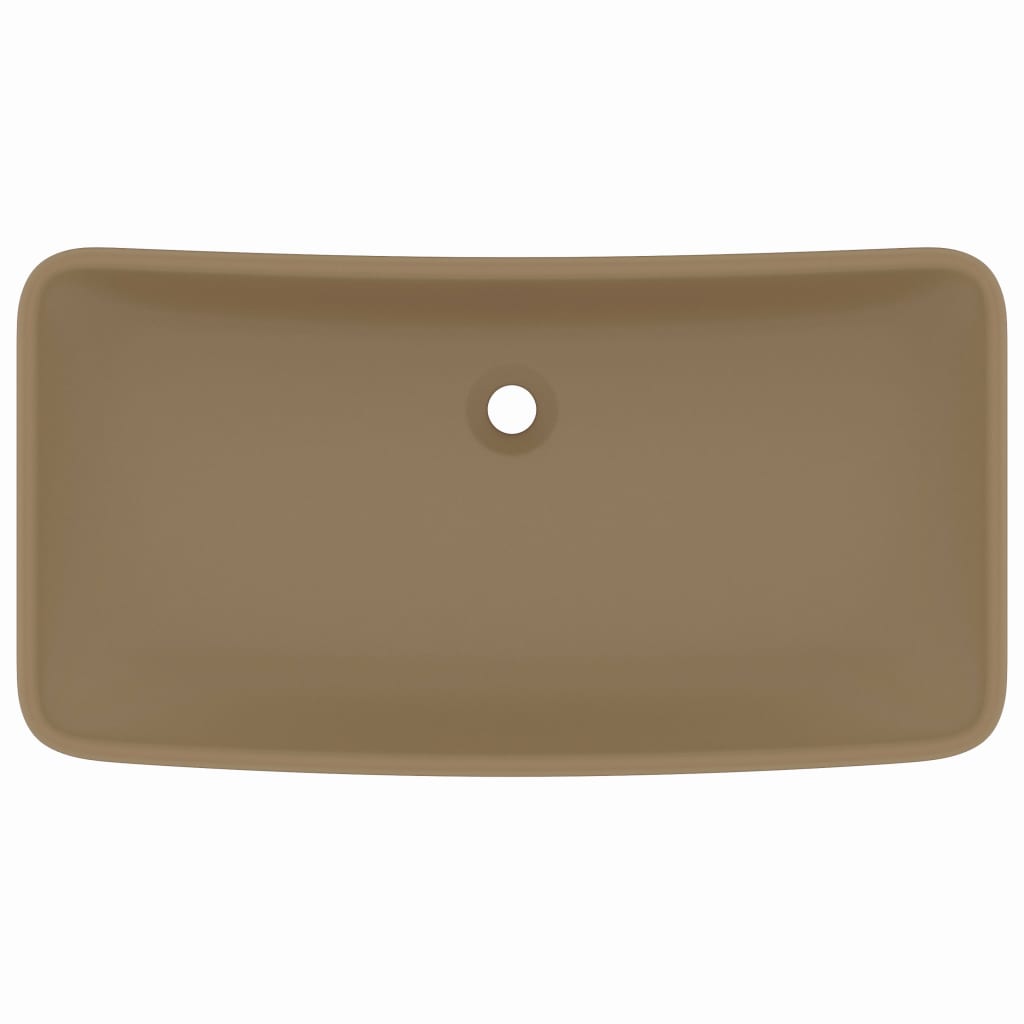 Lavandino Lusso Rettangolare Crema Opaco 71x38 cm in Ceramica