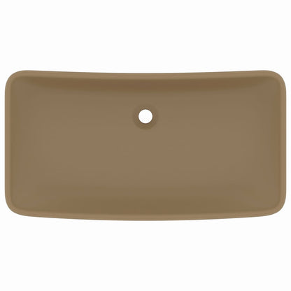 Lavandino Lusso Rettangolare Crema Opaco 71x38 cm in Ceramica