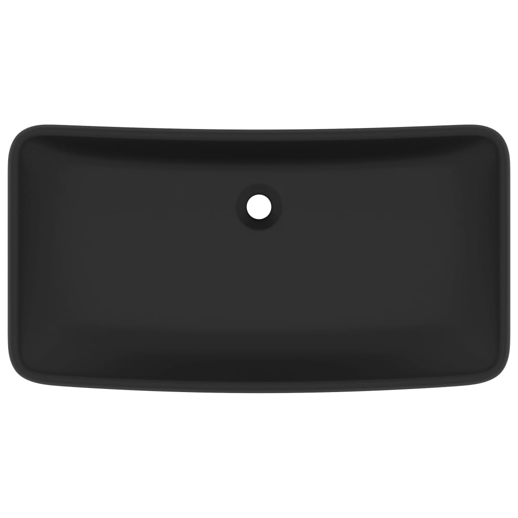 Lavandino Lusso Rettangolare Nero Opaco 71x38 cm in Ceramica