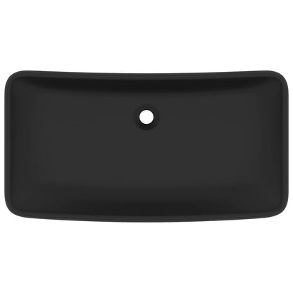 Lavandino Lusso Rettangolare Nero Opaco 71x38 cm in Ceramica