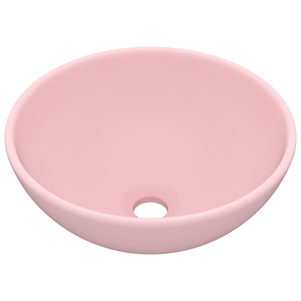 Lavandino Lusso Rotondo Rosa Opaco 32,5x14 cm in Ceramica