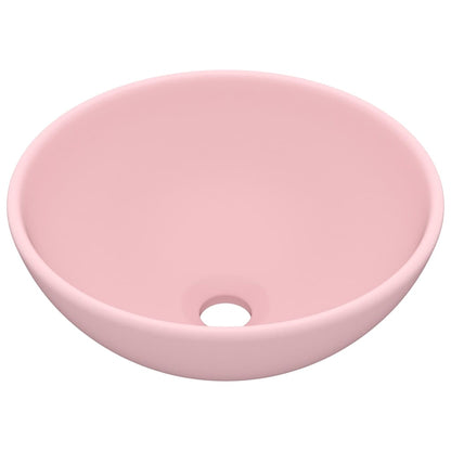 Lavandino Lusso Rotondo Rosa Opaco 32,5x14 cm in Ceramica