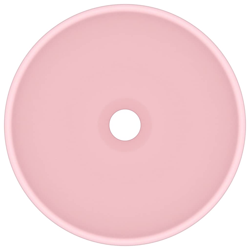 Lavandino Lusso Rotondo Rosa Opaco 32,5x14 cm in Ceramica