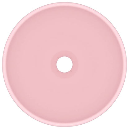 Lavandino Lusso Rotondo Rosa Opaco 32,5x14 cm in Ceramica