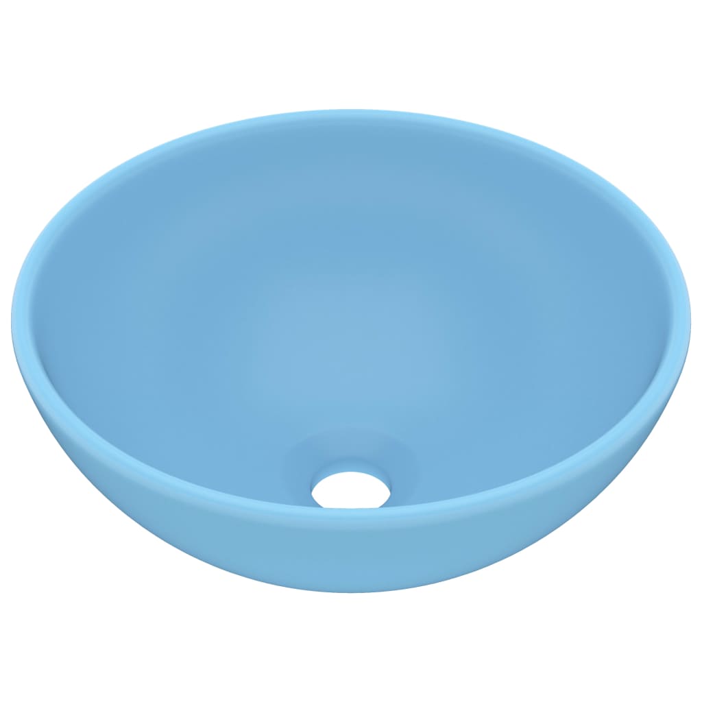 Lavandino Lusso Rotondo Azzurro Opaco 32,5x14 cm in Ceramica