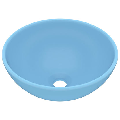 Lavandino Lusso Rotondo Azzurro Opaco 32,5x14 cm in Ceramica