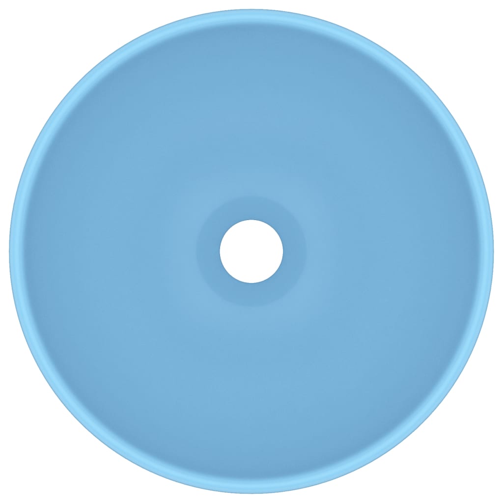 Lavandino Lusso Rotondo Azzurro Opaco 32,5x14 cm in Ceramica