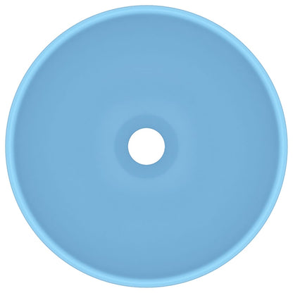 Lavandino Lusso Rotondo Azzurro Opaco 32,5x14 cm in Ceramica