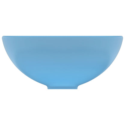 Lavandino Lusso Rotondo Azzurro Opaco 32,5x14 cm in Ceramica