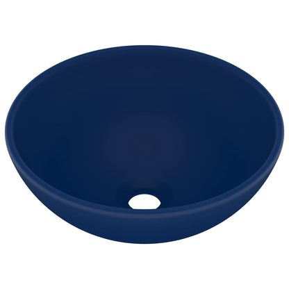 Lavandino Lusso Rotondo Blu Scuro Opaco 32,5x14 cm in Ceramica