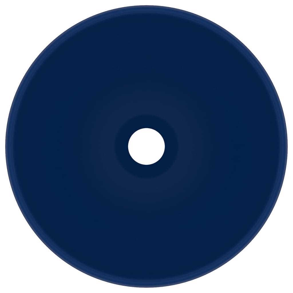 Lavandino Lusso Rotondo Blu Scuro Opaco 32,5x14 cm in Ceramica
