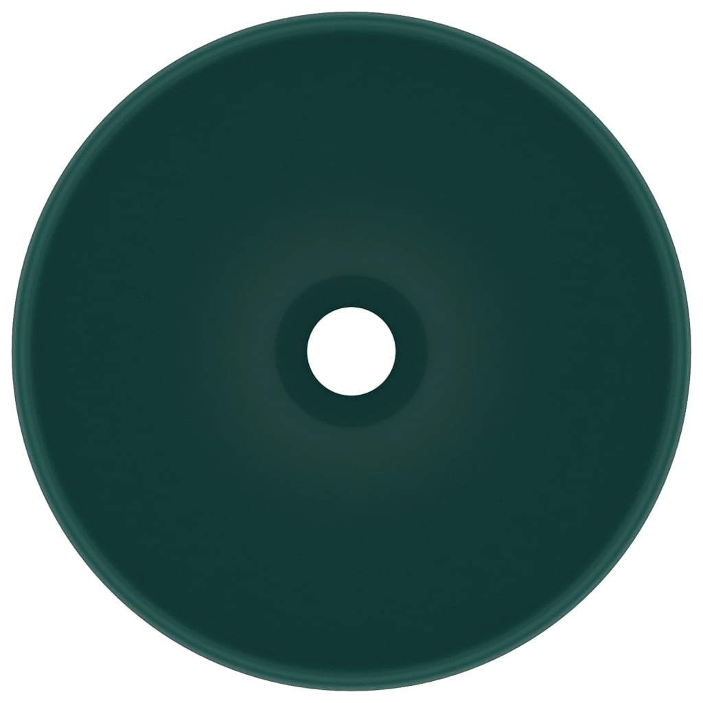 Lavandino Lusso Rotondo Verde Scuro Opaco 32,5x14 cm Ceramica