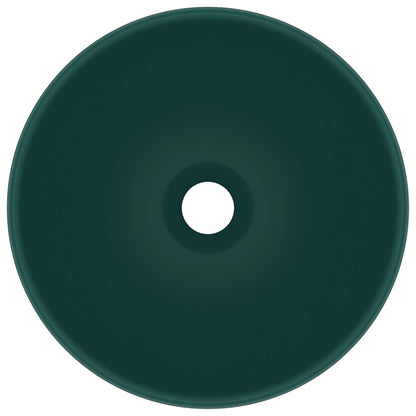 Lavandino Lusso Rotondo Verde Scuro Opaco 32,5x14 cm Ceramica