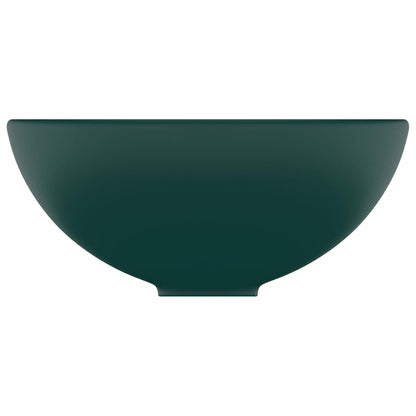 Lavandino Lusso Rotondo Verde Scuro Opaco 32,5x14 cm Ceramica