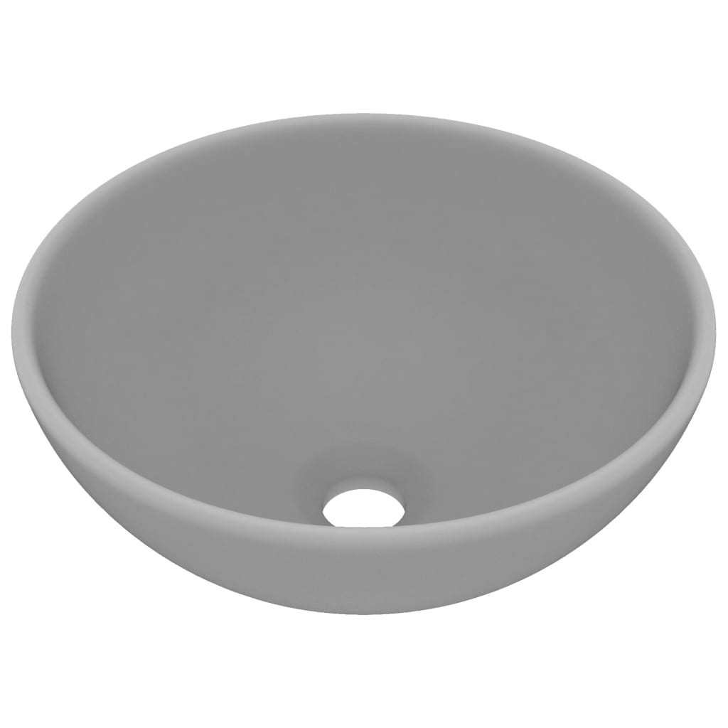 Lavandino Lusso Rotondo Grigio Chiaro Opaco 32,5x14 cm Ceramica