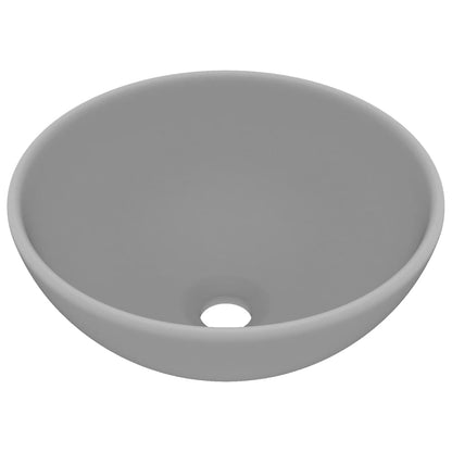 Lavandino Lusso Rotondo Grigio Chiaro Opaco 32,5x14 cm Ceramica