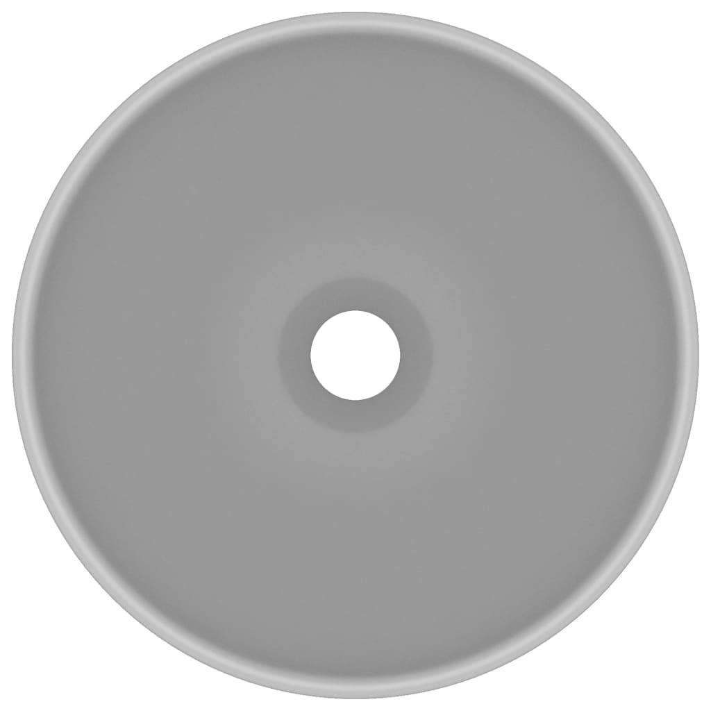 Lavandino Lusso Rotondo Grigio Chiaro Opaco 32,5x14 cm Ceramica