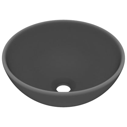 Lavandino Lusso Rotondo Grigio Scuro Opaco 32,5x14 cm Ceramica
