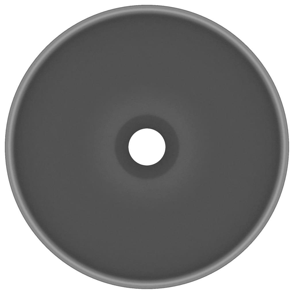 Lavandino Lusso Rotondo Grigio Scuro Opaco 32,5x14 cm Ceramica