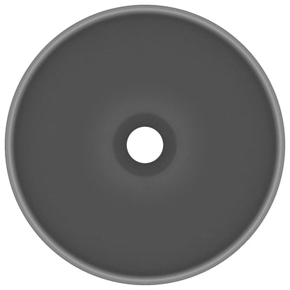 Lavandino Lusso Rotondo Grigio Scuro Opaco 32,5x14 cm Ceramica
