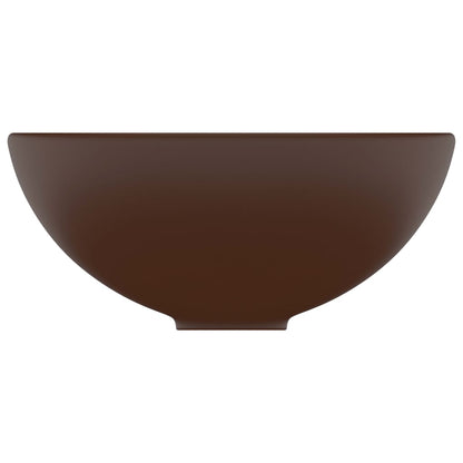 Lavandino Lusso Rotondo Marrone Scuro Opaco 32,5x14 cm Ceramica