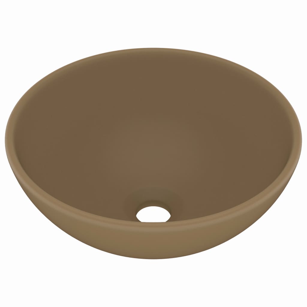 Lavandino Lusso Rotondo Crema Opaco 32,5x14 cm in Ceramica