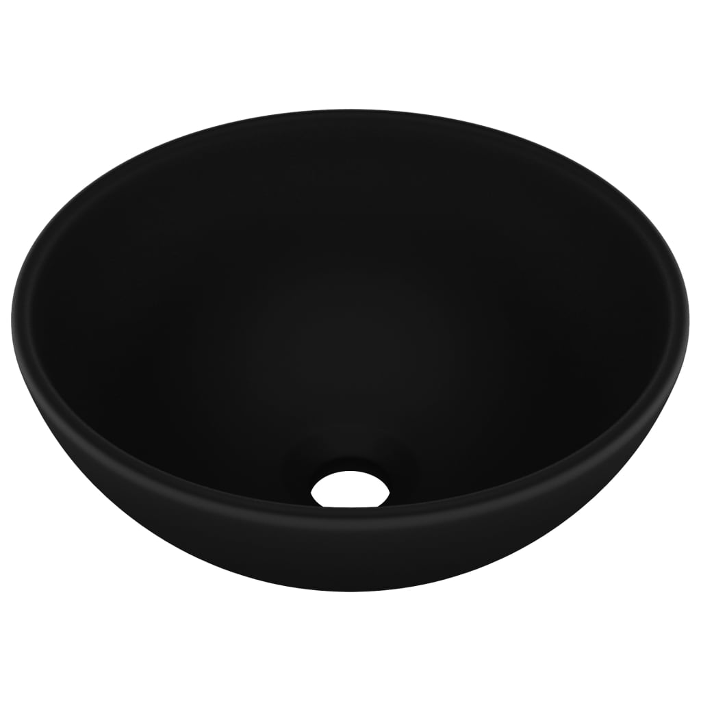 Lavandino Lusso Rotondo Nero Opaco 32,5x14 cm in Ceramica