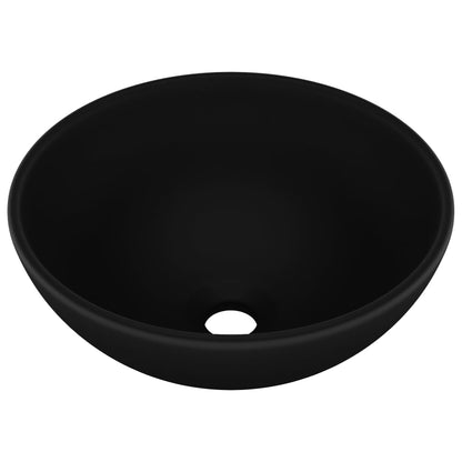 Lavandino Lusso Rotondo Nero Opaco 32,5x14 cm in Ceramica