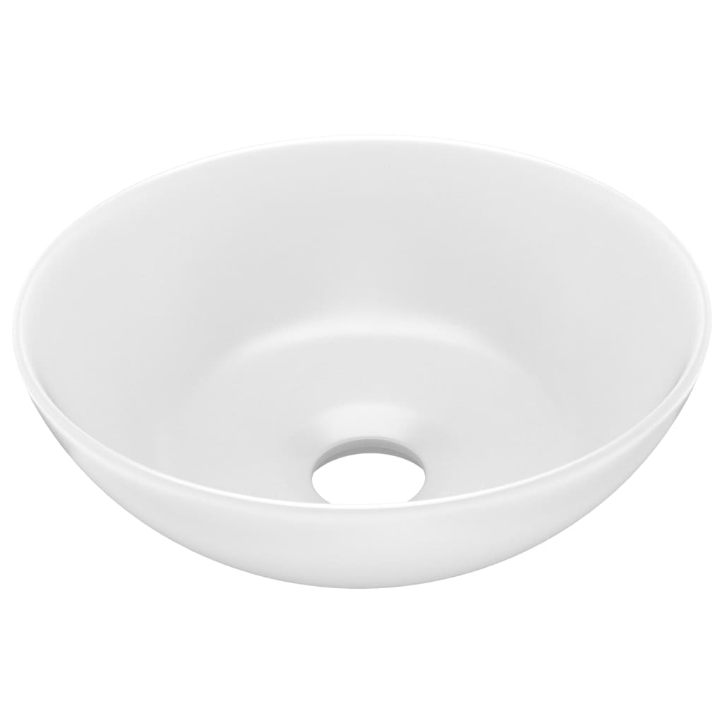 Lavandino da Bagno in Ceramica Bianco Opaco Rotondo