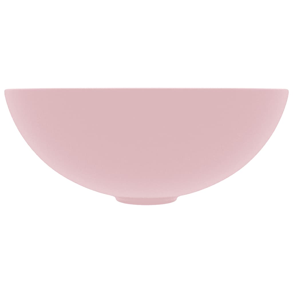 Lavandino da Bagno in Ceramica Rosa Opaco Rotondo