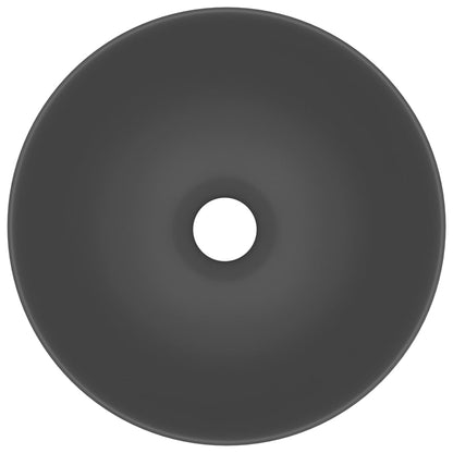 Lavandino da Bagno in Ceramica Grigio Scuro Rotondo