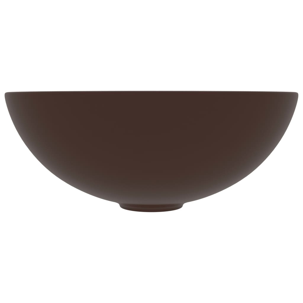 Lavandino da Bagno in Ceramica Marrone Scuro Rotondo