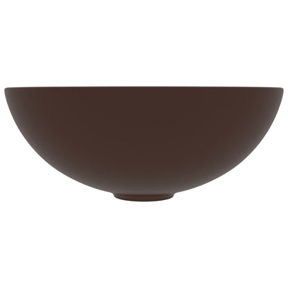 Lavandino da Bagno in Ceramica Marrone Scuro Rotondo
