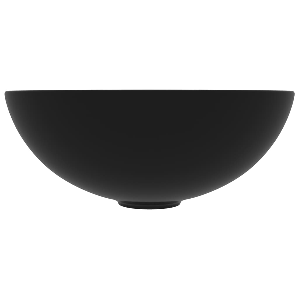 Lavandino da Bagno in Ceramica Nero Opaco Rotondo