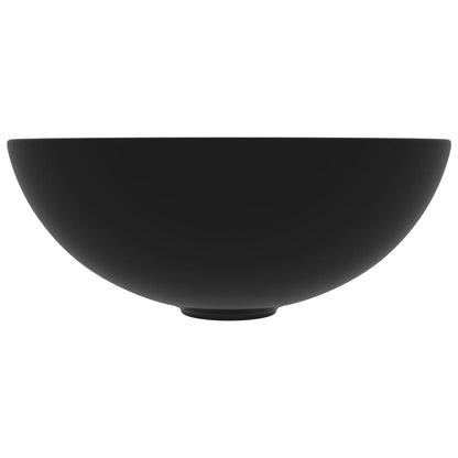Lavandino da Bagno in Ceramica Nero Opaco Rotondo