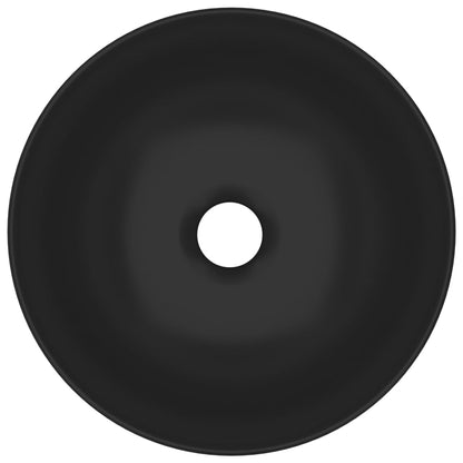 Lavandino da Bagno in Ceramica Nero Opaco Rotondo