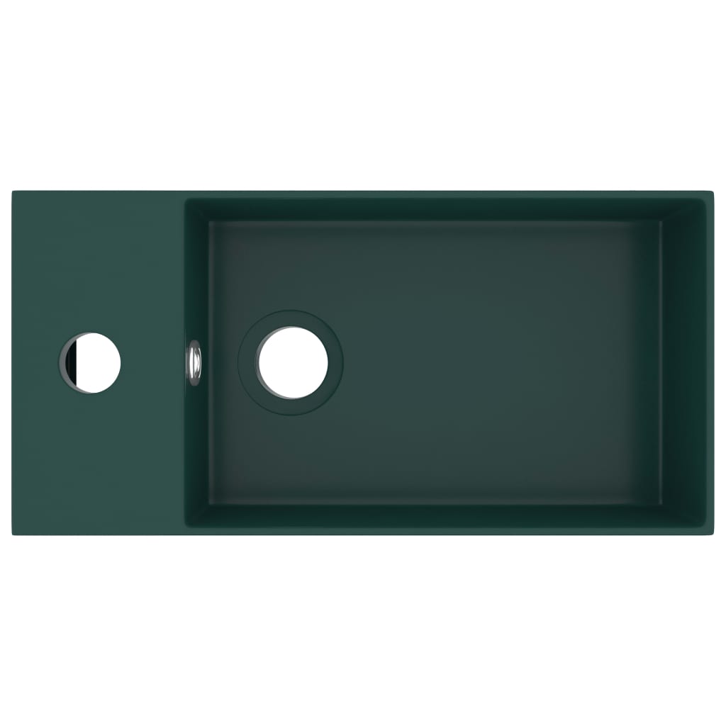 Lavandino con Troppopieno in Ceramica Verde Scuro