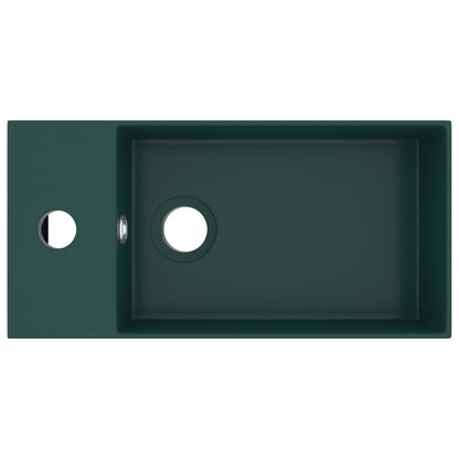 Lavandino con Troppopieno in Ceramica Verde Scuro