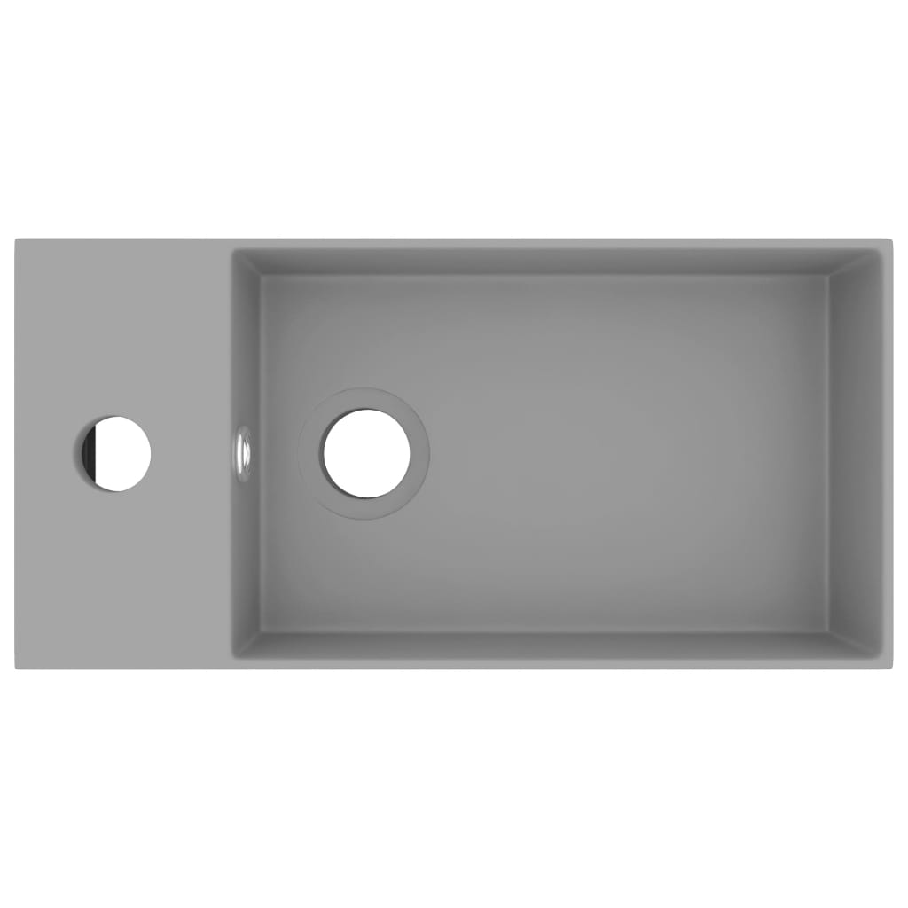 Lavandino con Troppopieno in Ceramica Grigio Chiaro
