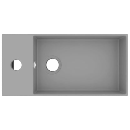 Lavandino con Troppopieno in Ceramica Grigio Chiaro