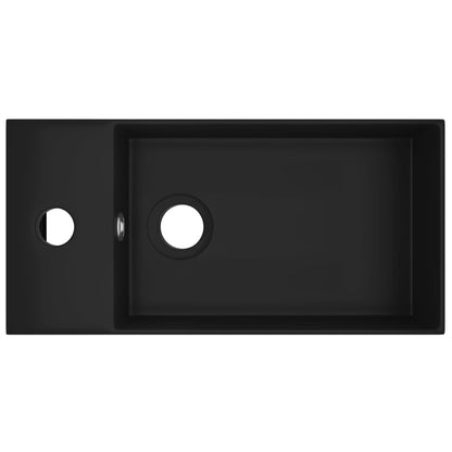 Lavandino con Troppopieno in Ceramica Nero Opaco