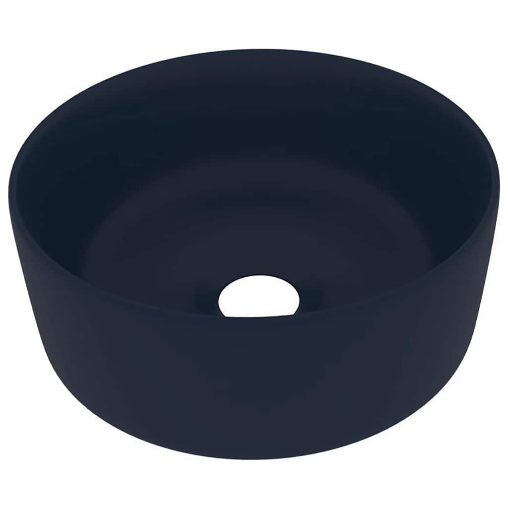 Lavandino Lusso Rotondo Blu Scuro Opaco 40x15 cm in Ceramica